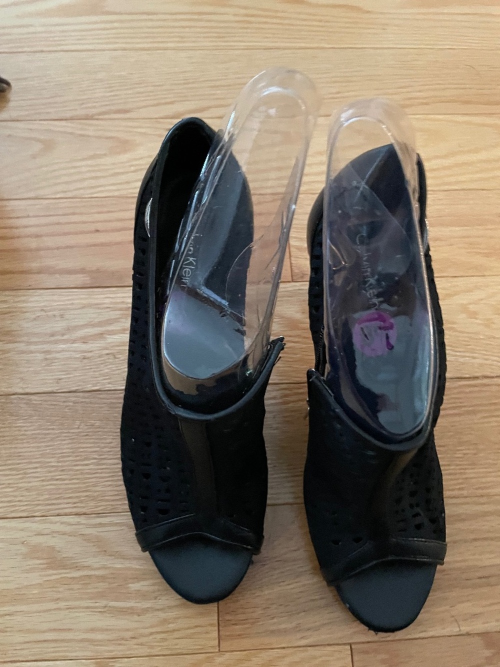 Calvin Klein Shooties, Black Open Toe Heels, Size 8.5